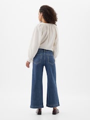 Gap Blue High Waisted Wide Leg Cropped Jeans - Image 2 of 5