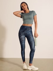 Teal Swirl Print Balance Sports Yoga Leggings - Image 1 of 8