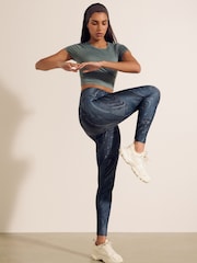 Teal Swirl Print Balance Sports Yoga Leggings - Image 2 of 8