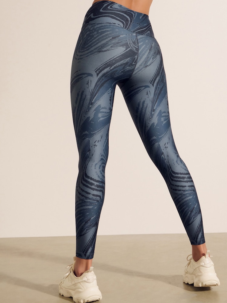 Bleu canard imprimé tourbillon - Balance Sports Yoga Leggings - Image 4 of 8