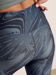 Teal Swirl Print Balance Sports Yoga Leggings - Image 5 of 8