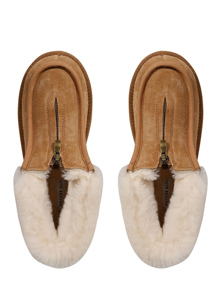 South Beach Brown Zip Up Ankle Boots - Image 3 of 6