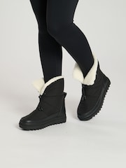 South Beach Black Padded Mini Boots With Toggle - Image 1 of 4