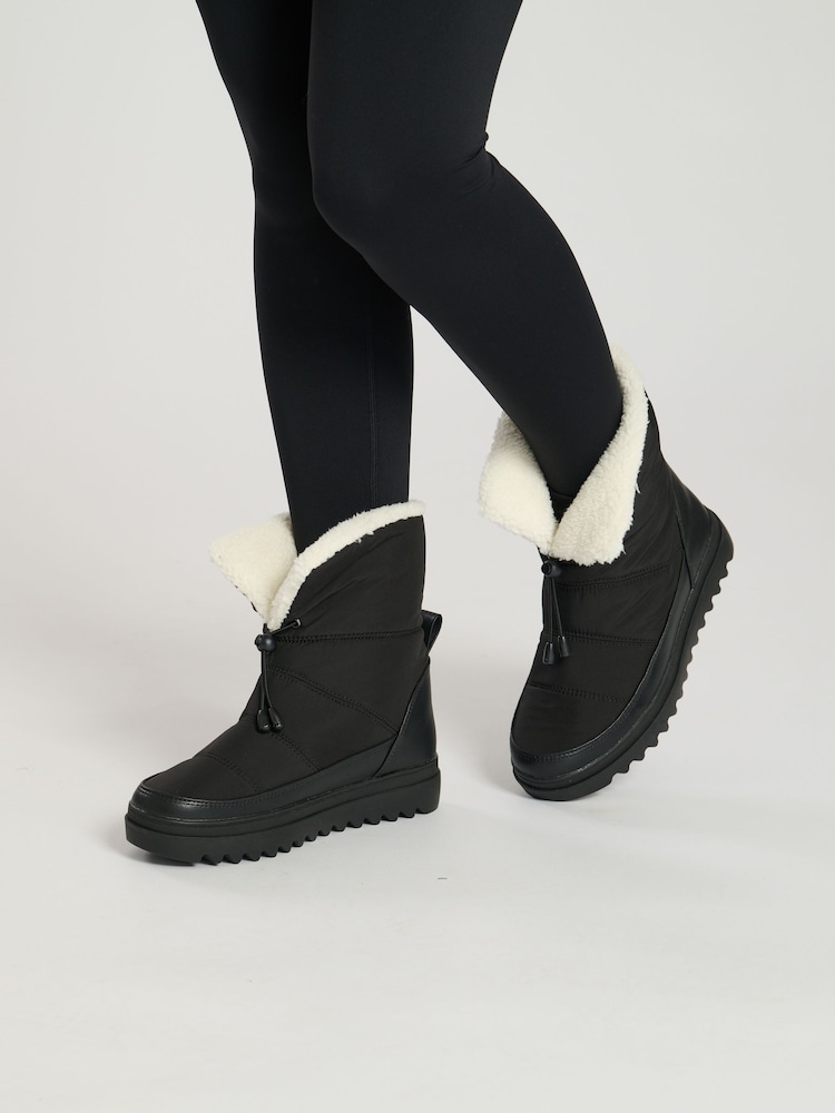 South Beach Black Padded Mini Boots With Toggle - Image 1 of 4