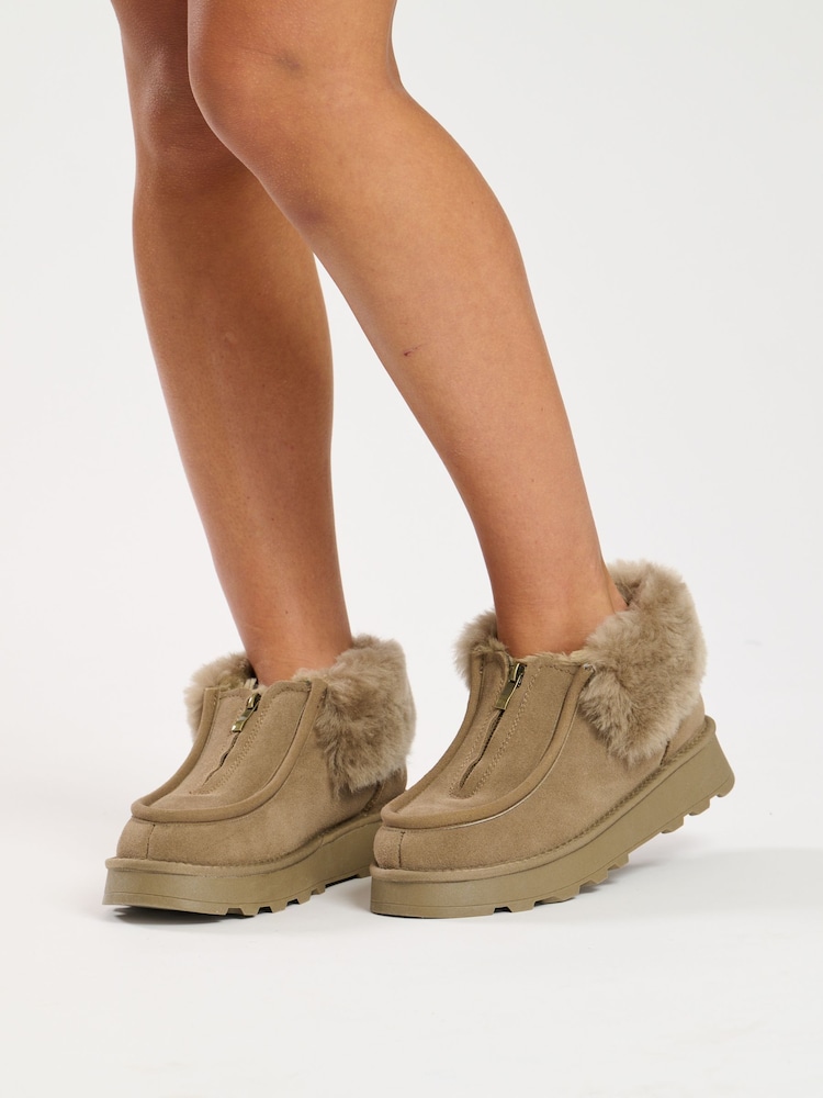South Beach Green Zip Up Ankle Boots - Image 2 of 6