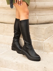 Linzi Black Bruna Platform High Leg Stretch Boots - Image 3 of 7