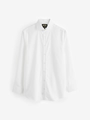 Hawes & Curtis 110 Year Anniverary Fitted Slim White 100% Cotton Shirt With Embroidered Cuff - Image 1 of 4