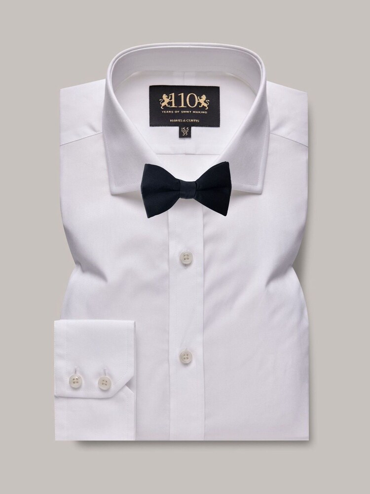 Hawes & Curtis 110 Year Anniverary Fitted Slim White 100% Cotton Shirt With Embroidered Cuff - Image 2 of 4