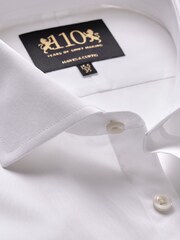 Hawes & Curtis 110 Year Anniverary Fitted Slim White 100% Cotton Shirt With Embroidered Cuff - Image 3 of 4