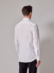 Hawes & Curtis 110 Year Anniverary Fitted Slim White 100% Cotton Shirt With Embroidered Cuff - Image 4 of 4