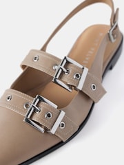 Mint Velvet Natural Leather Buckled Flat Shoes - Image 3 of 4