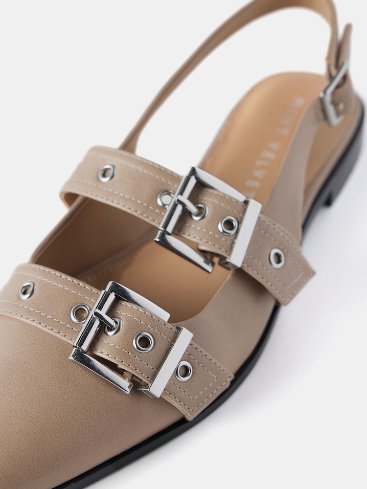 Skórzane buty Mint Velvet na płaskim obcasie ze sprzączką - Image 3 of 4