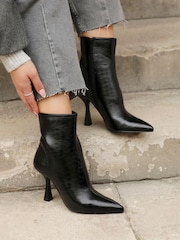 Linzi Black Jetta Point Toe Ankle Boots With Stiletto Heel - Image 1 of 5