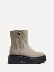 Linzi Natural Valley Platform Ankle Boots With Side Zip Detail - Image 2 of 5