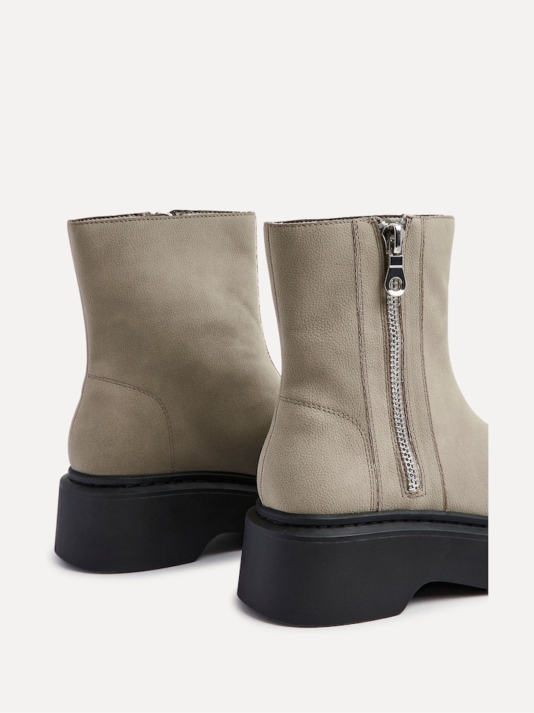 Linzi Natural Valley Platform Ankle Boots With Side Zip Detail - Image 5 of 5