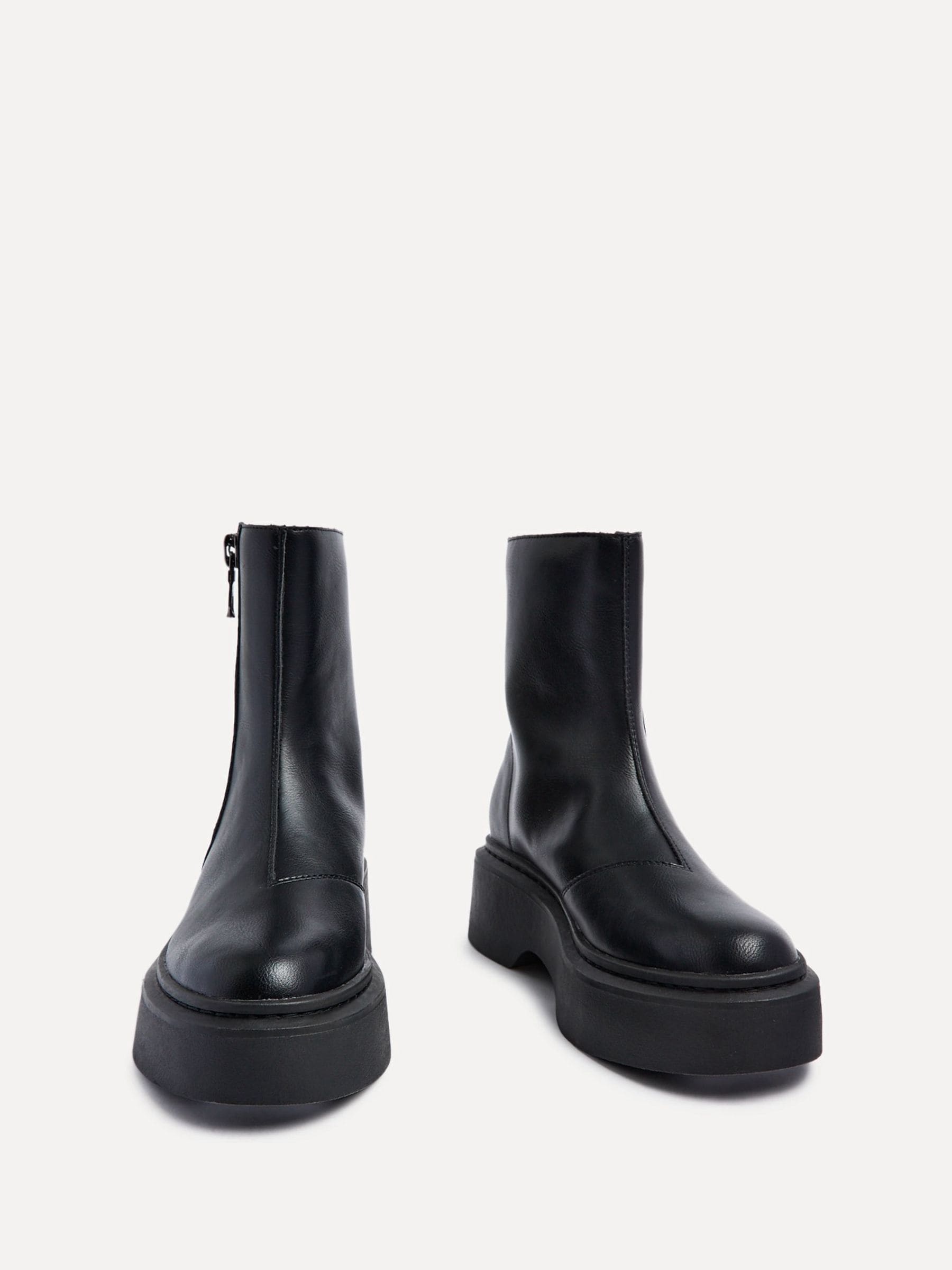 Buy Linzi Black Valley Platform Ankle Boots With Side Zip Detail