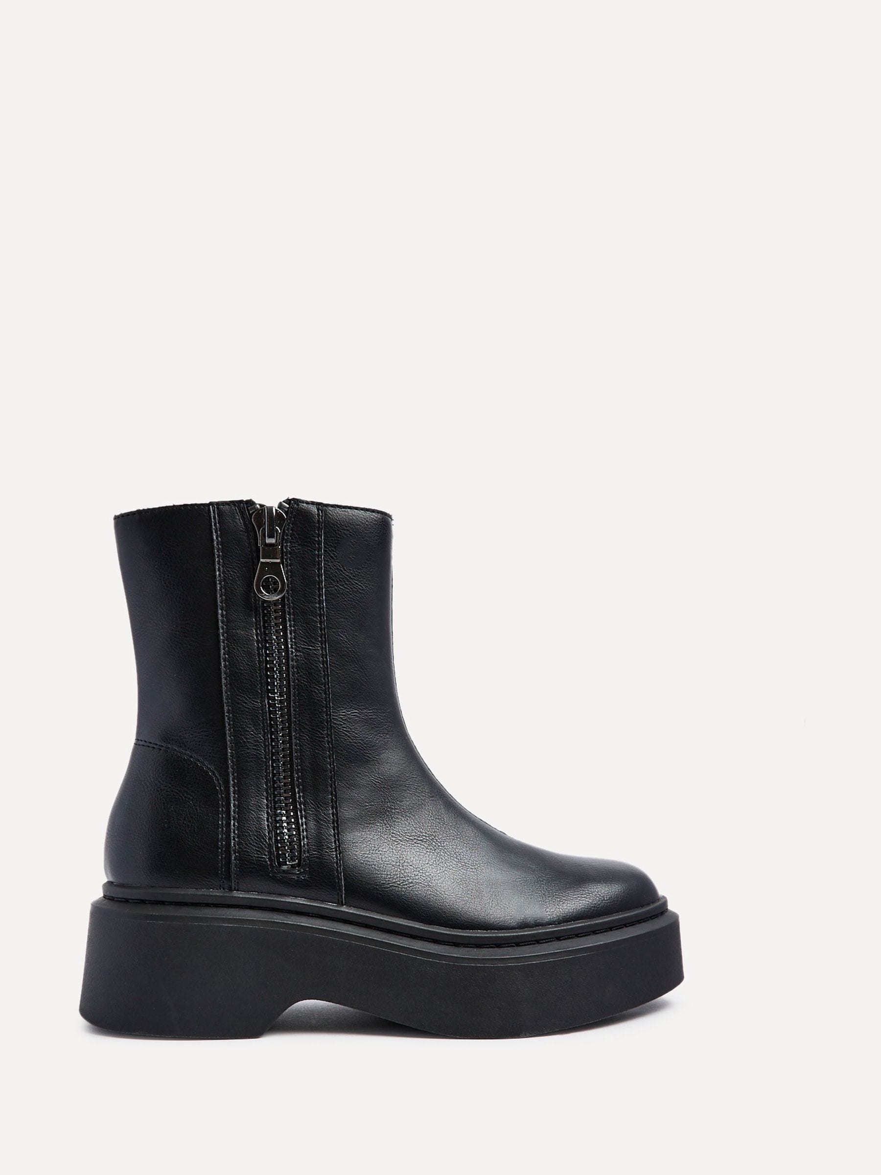 Buy Linzi Black Valley Platform Ankle Boots With Side Zip Detail
