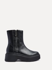 Linzi Black Valley Platform Ankle Boots With Side Zip Detail - Image 4 of 6