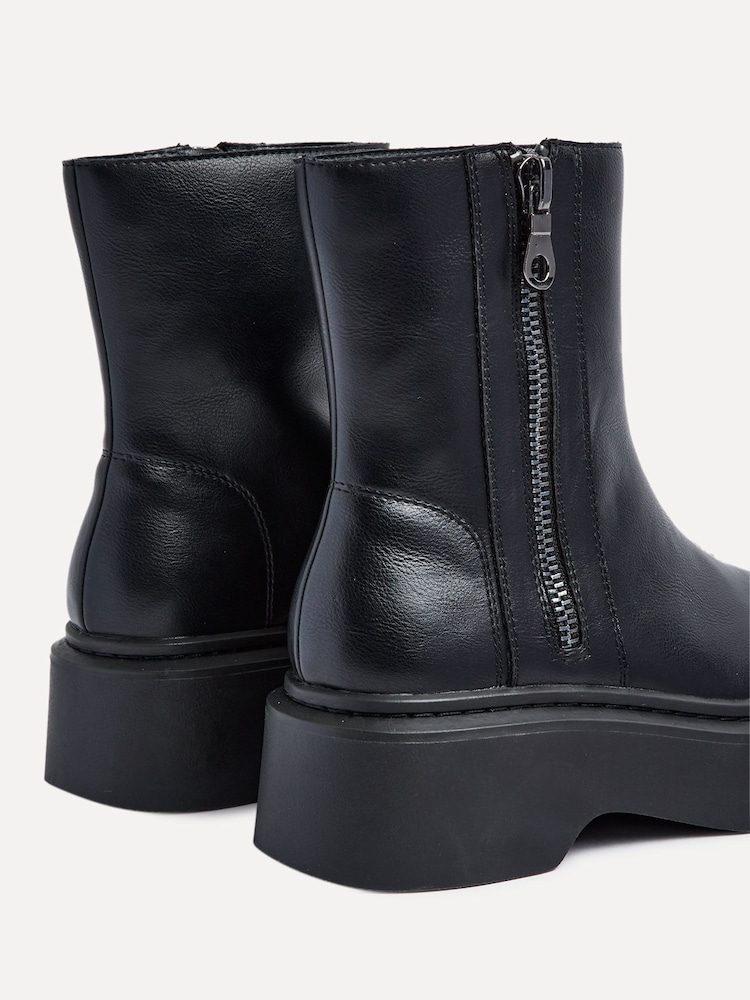 Linzi Black Valley Platform Ankle Boots With Side Zip Detail - Image 6 of 6