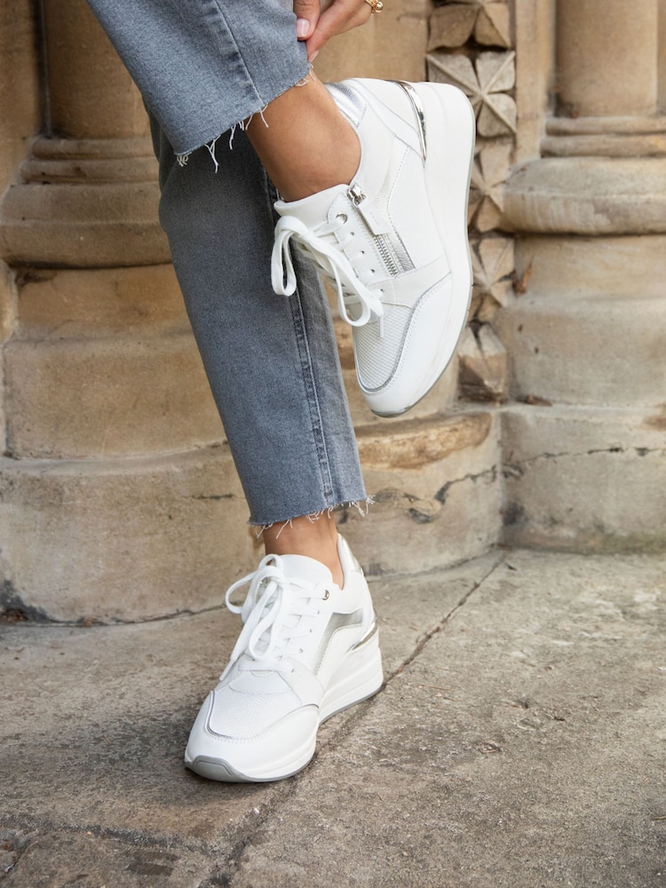 Linzi White Everett Wedged Trainers With Glitter Detail - Image 7 of 7