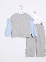 River Island Grey Girls Long Sleeve Sweatshirt Set - Image 1 of 5