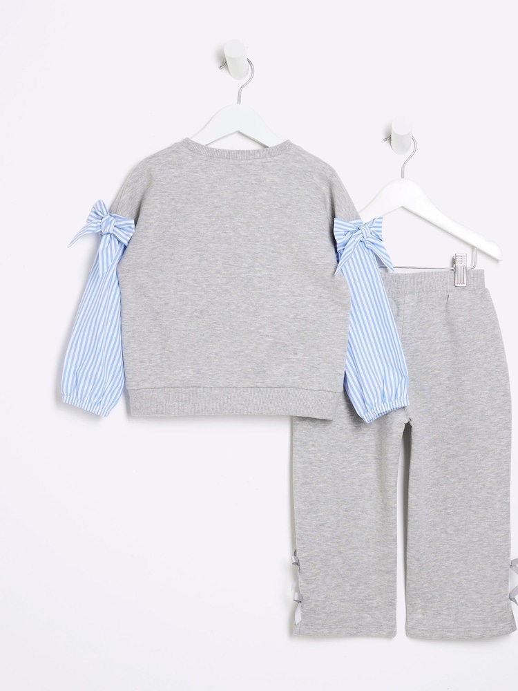 River Island Grey Girls Long Sleeve Sweatshirt Set - Image 2 of 5