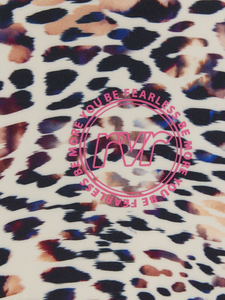River Island Brown Girls Leopard Print 100% Cotton Crop Top and Shorts Set - Image 4 of 4