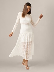 Adrianna Papell White Adrianna By  Lace Midi Dress - Image 1 of 6