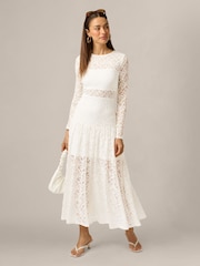 Adrianna Papell White Adrianna By  Lace Midi Dress - Image 2 of 6