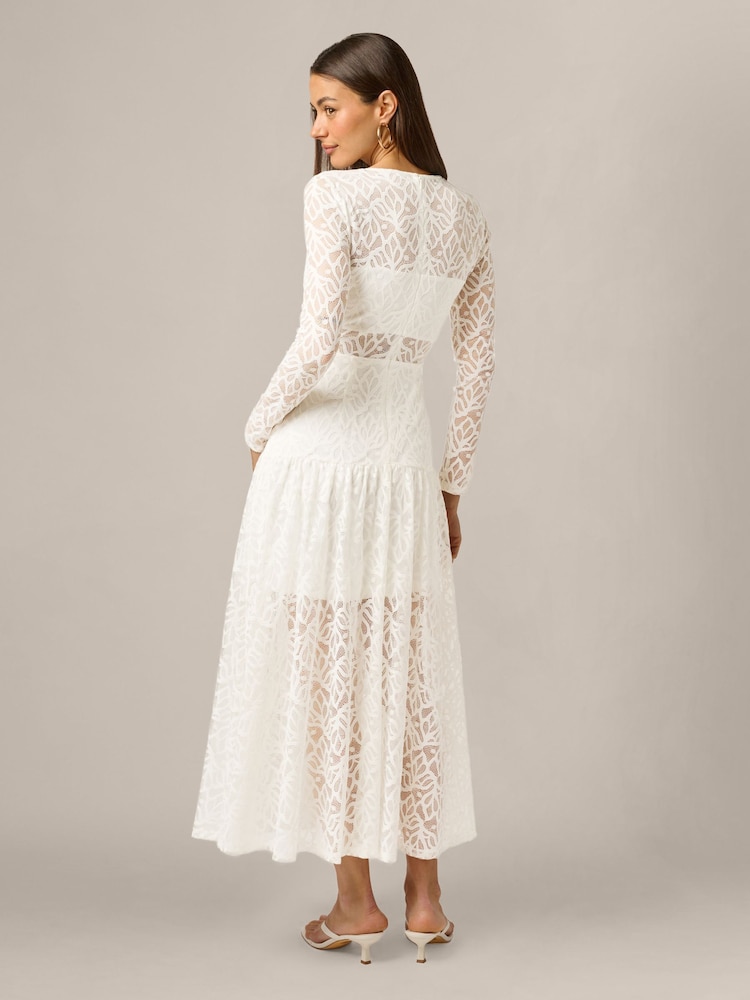 adrianna papell lace midi dress Adrianna Papell Women's Square Neck Sequined Combo Midi Dress - Midnight