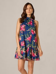 Adrianna Papell Blue Embroidred Short Dress - Image 1 of 6