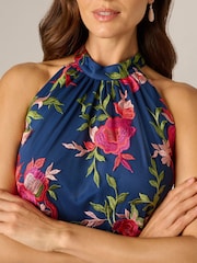 Adrianna Papell Blue Embroidred Short Dress - Image 4 of 6