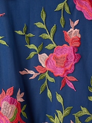Adrianna Papell Blue Embroidred Short Dress - Image 6 of 6