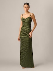 Adrianna Papell Green Adrianna By  Woven Jacquard Long Dress - Image 1 of 6