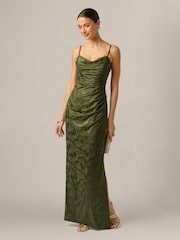Adrianna Papell Green Adrianna By  Woven Jacquard Long Dress - Image 3 of 6
