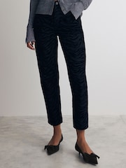 Zebra Print Flocked Straight Leg 100% Cotton Jeans - Image 1 of 9