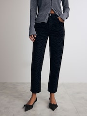 Zebra Print Flocked Straight Leg 100% Cotton Jeans - Image 3 of 9