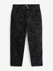 Zebra Print Flocked Straight Leg 100% Cotton Jeans - Image 5 of 9