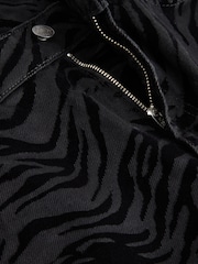 Zebra Print Flocked Straight Leg 100% Cotton Jeans - Image 7 of 9