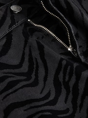 Zebra Print Flocked Straight Leg 100% Cotton Jeans - Image 8 of 9