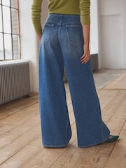 Mittelblau - Jeans mit weitem Bein und Zopfdetail aus 100 % Baumwolle - Bild 5 von 9