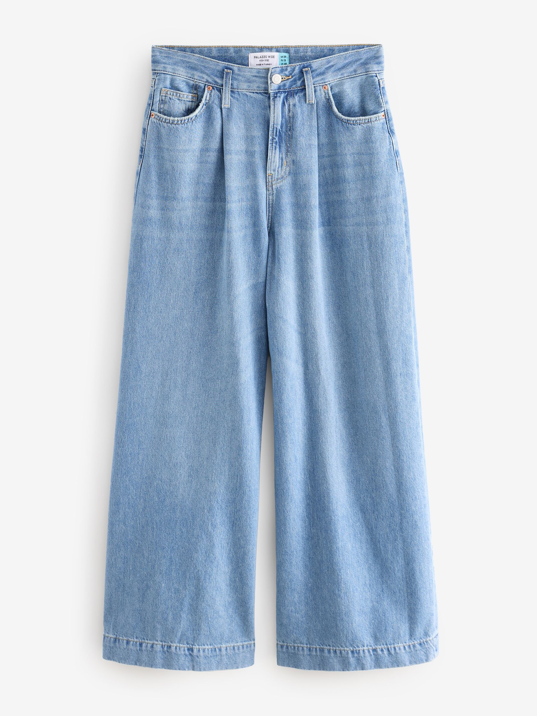 Buy Mid Blue Palazzo Wide Leg 100% Cotton Jeans from Next USA