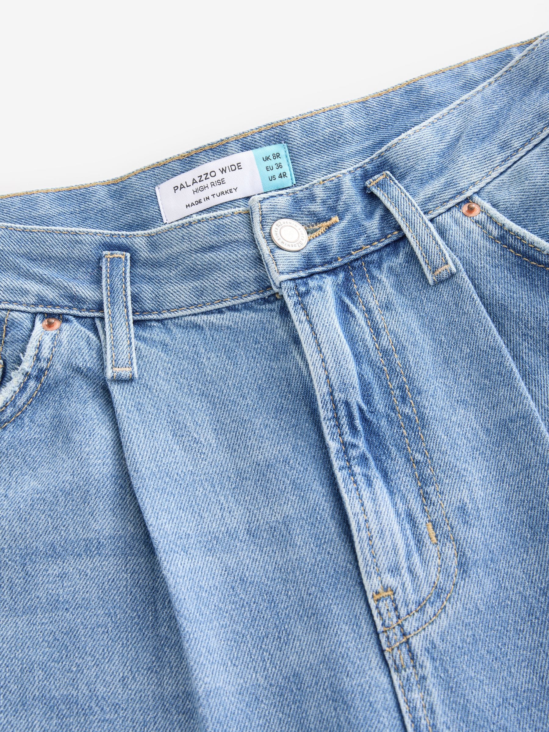 Buy Mid Blue Palazzo Wide Leg 100% Cotton Jeans from Next USA
