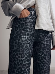 Metallic Leopard Print 100% Cotton Printed Straight Leg Jeans - Image 4 of 8