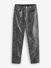 Metallic Leopard Print 100% Cotton Printed Straight Leg Jeans - Image 5 of 8