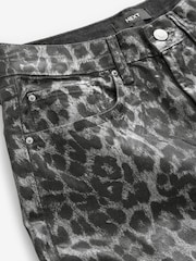 Metallic Leopard Print 100% Cotton Printed Straight Leg Jeans - Image 8 of 8