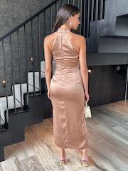 AX Paris Satin Halter Neck Side Split Midi Dress - Image 2 of 4