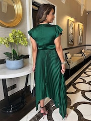 AX Paris Wrap Top Zig Zag Hem Pleated Midi Dress - Image 2 of 4