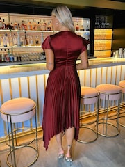 AX Paris Wrap Top Zig Zag Hem Pleated Midi Dress - Image 2 of 4