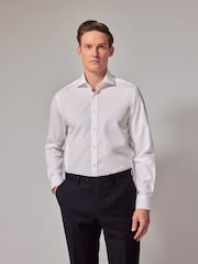 Hawes & Curtis Slim Fit 110 Year Anniversary 100% Cotton White Shirt With Embroidered Cuff - Image 1 of 5